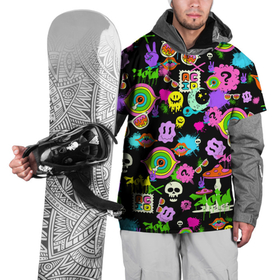 Накидка на куртку 3D с принтом | ACID | в Белгороде, 100% полиэстер |  | Тематика изображения на принте: acid | абстракция | глаз | граффити | грибы | губы | кислота | кислотное | краска | надписи | смайлы