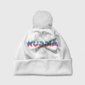 Шапка 3D c помпоном с принтом Russia Sport Team в Новосибирске, 100% полиэстер | универсальный размер, печать по всей поверхности изделия | russia | герб | государство | патриотические | россия | спортивное | триколор | флаг
