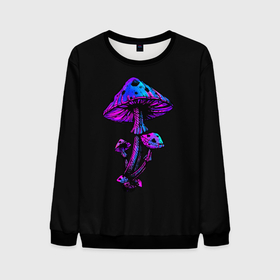 Мужской свитшот 3D с принтом Неоновый гриб в Белгороде, 100% полиэстер с мягким внутренним слоем | круглый вырез горловины, мягкая резинка на манжетах и поясе, свободная посадка по фигуре | Тематика изображения на принте: blue | gradient | light | luminous | mushroom | neon | pink | purple | градиент | гриб | неон | неоновый | розовый | свет | светящийся | синий | фиолетовый