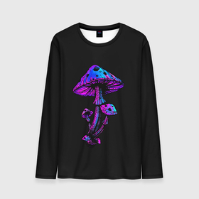 Мужской лонгслив 3D с принтом Неоновый гриб , 100% полиэстер | длинные рукава, круглый вырез горловины, полуприлегающий силуэт | Тематика изображения на принте: blue | gradient | light | luminous | mushroom | neon | pink | purple | градиент | гриб | неон | неоновый | розовый | свет | светящийся | синий | фиолетовый