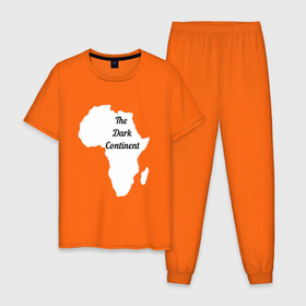 Мужская пижама хлопок с принтом The Dark Continent Африка в Тюмени, 100% хлопок | брюки и футболка прямого кроя, без карманов, на брюках мягкая резинка на поясе и по низу штанин
 | the dark continent | африка | африканский континент | дарк континент | континент африка | темный континент