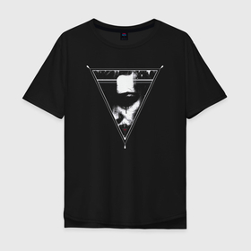 Мужская футболка хлопок Oversize с принтом Готический треугольник в Курске, 100% хлопок | свободный крой, круглый ворот, “спинка” длиннее передней части | 