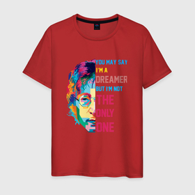 Мужская футболка хлопок с принтом Джон Леннон 2022 в Тюмени, 100% хлопок | прямой крой, круглый вырез горловины, длина до линии бедер, слегка спущенное плечо. | imagine | john winston lennon | let it be | the beatles | битлз | джон леннон