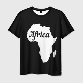 Мужская футболка 3D с принтом Африка на чёрном в Новосибирске, 100% полиэфир | прямой крой, круглый вырез горловины, длина до линии бедер | Тематика изображения на принте: africa | the dark continent | африка | африка на черном | африка на чёрном фоне | африканский континент