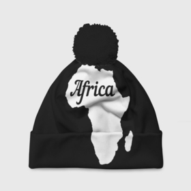 Шапка 3D c помпоном с принтом Африка на чёрном в Новосибирске, 100% полиэстер | универсальный размер, печать по всей поверхности изделия | africa | the dark continent | африка | африка на черном | африка на чёрном фоне | африканский континент