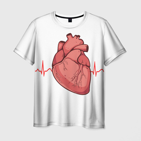 Мужская футболка 3D с принтом анатомия сердца в Петрозаводске, 100% полиэфир | прямой крой, круглый вырез горловины, длина до линии бедер | heart | medical | настоящее | орган | сердце