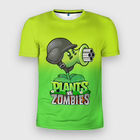 Мужская футболка 3D Slim с принтом Plants vs. Zombies   Горохомёт , 100% полиэстер с улучшенными характеристиками | приталенный силуэт, круглая горловина, широкие плечи, сужается к линии бедра | plants vs zombies | зомби | игра | компьютерная игра | против | растения | растения против зомби