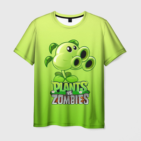 Мужская футболка 3D с принтом lants vs. Zombies   Тристрел в Тюмени, 100% полиэфир | прямой крой, круглый вырез горловины, длина до линии бедер | Тематика изображения на принте: plants vs zombies | зомби | игра | компьютерная игра | против | растения | растения против зомби