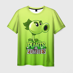 Мужская футболка 3D с принтом Plants vs. Zombies   Горохострел в Тюмени, 100% полиэфир | прямой крой, круглый вырез горловины, длина до линии бедер | Тематика изображения на принте: plants vs zombies | горохострел | зомби | игра | компьютерная игра | против | растения | растения против зомби