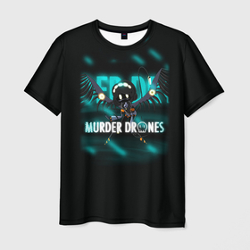 Мужская футболка 3D с принтом MURDER DRONES   ДРОНЫ УБИЙЦЫ. Serial Designation V , 100% полиэфир | прямой крой, круглый вырез горловины, длина до линии бедер | murder drones | murder drones pilot | murder drones v | pilot | мультфильм