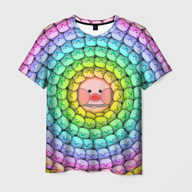 Мужская футболка 3D с принтом Psychedelic Lalafanfan в Белгороде, 100% полиэфир | прямой крой, круглый вырез горловины, длина до линии бедер | fanfan | lala | lalafanfan | абстракция | лалафанфан | психоделика | утёнок | утка | уточка | утя