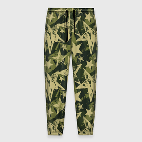Мужские брюки 3D с принтом Star camouflage в Тюмени, 100% полиэстер | манжеты по низу, эластичный пояс регулируется шнурком, по бокам два кармана без застежек, внутренняя часть кармана из мелкой сетки | camouflage | military | star | военный | звезда | камуфляж