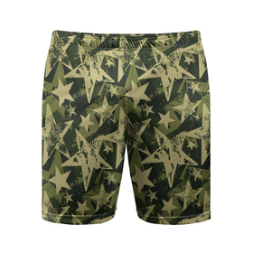 Мужские шорты спортивные с принтом Star camouflage в Петрозаводске,  |  | camouflage | military | star | военный | звезда | камуфляж