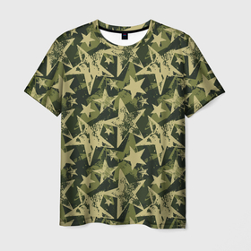 Мужская футболка 3D с принтом Star camouflage , 100% полиэфир | прямой крой, круглый вырез горловины, длина до линии бедер | camouflage | military | star | военный | звезда | камуфляж