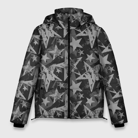 Мужская зимняя куртка 3D с принтом Gray Star в Петрозаводске, верх — 100% полиэстер; подкладка — 100% полиэстер; утеплитель — 100% полиэстер | длина ниже бедра, свободный силуэт Оверсайз. Есть воротник-стойка, отстегивающийся капюшон и ветрозащитная планка. 

Боковые карманы с листочкой на кнопках и внутренний карман на молнии. | camouflage | gray | military | star | звезда | камок | камуфляж | серый