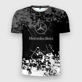 Мужская футболка 3D Slim с принтом Mercedes Benz Брызги красок. в Екатеринбурге, 100% полиэстер с улучшенными характеристиками | приталенный силуэт, круглая горловина, широкие плечи, сужается к линии бедра | amg | mercedes | mercedesamg gt | sport | амг | мерседес | мерседесбенц амг | спорт