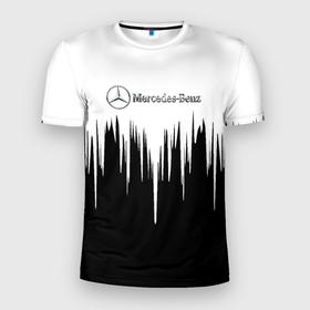 Мужская футболка 3D Slim с принтом Mercedes Benz: White. в Санкт-Петербурге, 100% полиэстер с улучшенными характеристиками | приталенный силуэт, круглая горловина, широкие плечи, сужается к линии бедра | amg | mercedes | mercedesamg gt | sport | амг | мерседес | мерседесбенц амг | спорт