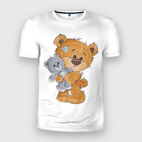 Мужская футболка 3D Slim с принтом МиМиМишка в Курске, 100% полиэстер с улучшенными характеристиками | приталенный силуэт, круглая горловина, широкие плечи, сужается к линии бедра | игрушка | любовь | медвежонок | плюшевый медведь | подарок