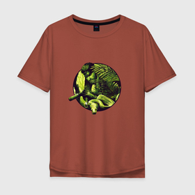 Мужская футболка хлопок Oversize с принтом Снейк в джунглях , 100% хлопок | свободный крой, круглый ворот, “спинка” длиннее передней части | game | games | metal gear solid | solid snake | игра | игры | метал гир солид | солид снейк