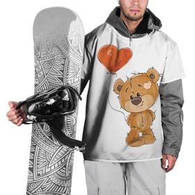 Накидка на куртку 3D с принтом Мишутка с шариком в Тюмени, 100% полиэстер |  | Тематика изображения на принте: влюблённый | любовь | медвежонок | плюшевый | праздник | шарик