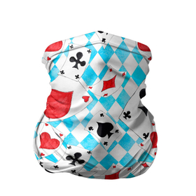Бандана-труба 3D с принтом Карты в воздухе в Белгороде, 100% полиэстер, ткань с особыми свойствами — Activecool | плотность 150‒180 г/м2; хорошо тянется, но сохраняет форму | буби | вини | игра | картишки | карточная игра | карты | перви | пики | покер