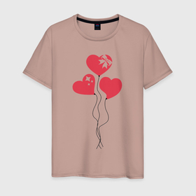 Мужская футболка хлопок с принтом Три сердечка , 100% хлопок | прямой крой, круглый вырез горловины, длина до линии бедер, слегка спущенное плечо. | валентин | влюбленный | день всех влюбленных | день святого валентина | любовь | романтика | сердца | сердце