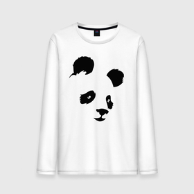 Мужской лонгслив хлопок с принтом Прикольная милая панда в Новосибирске, 100% хлопок |  | bear | ears | eyes | muzzle | panda | глаза | медведь | мордочка | панда | уши