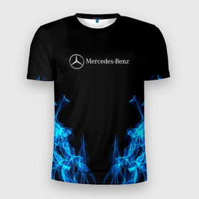 Мужская футболка 3D Slim с принтом Mercedes Benz Fire в Санкт-Петербурге, 100% полиэстер с улучшенными характеристиками | приталенный силуэт, круглая горловина, широкие плечи, сужается к линии бедра | amg | mercedes | mercedesamg gt | sport | амг | мерседес | мерседесбенц амг | спорт