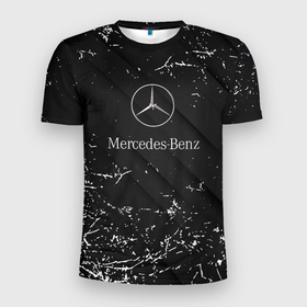 Мужская футболка 3D Slim с принтом Mercedes Benz штрихи black в Санкт-Петербурге, 100% полиэстер с улучшенными характеристиками | приталенный силуэт, круглая горловина, широкие плечи, сужается к линии бедра | amg | mercedes | mercedesamg gt | sport | амг | мерседес | мерседесбенц амг | спорт