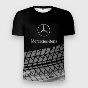 Мужская футболка 3D Slim с принтом Mercedes Benz шины в Санкт-Петербурге, 100% полиэстер с улучшенными характеристиками | приталенный силуэт, круглая горловина, широкие плечи, сужается к линии бедра | amg | mercedes | mercedesamg gt | sport | амг | мерседес | мерседесбенц амг | спорт