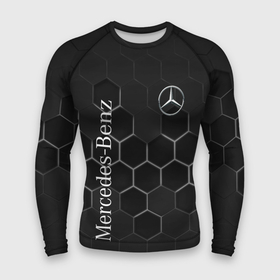 Мужской рашгард 3D с принтом Mercedes Benz black соты в Белгороде,  |  | amg | mercedes | mercedesamg gt | sport | амг | мерседес | мерседесбенц амг | спорт