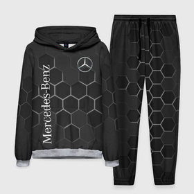 Мужской костюм 3D (с толстовкой) с принтом Mercedes Benz black соты в Курске,  |  | amg | mercedes | mercedesamg gt | sport | амг | мерседес | мерседесбенц амг | спорт