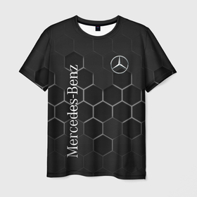 Мужская футболка 3D с принтом Mercedes Benz black соты , 100% полиэфир | прямой крой, круглый вырез горловины, длина до линии бедер | amg | mercedes | mercedesamg gt | sport | амг | мерседес | мерседесбенц амг | спорт