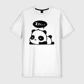 Мужская футболка хлопок Slim с принтом Маленький прикольный медвежонок в Белгороде, 92% хлопок, 8% лайкра | приталенный силуэт, круглый вырез ворота, длина до линии бедра, короткий рукав | muzzle | panda | paws | teddy bear | лапы | медвежонок | мордочка | панда