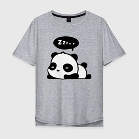 Мужская футболка хлопок Oversize с принтом Маленький прикольный медвежонок в Кировске, 100% хлопок | свободный крой, круглый ворот, “спинка” длиннее передней части | muzzle | panda | paws | teddy bear | лапы | медвежонок | мордочка | панда