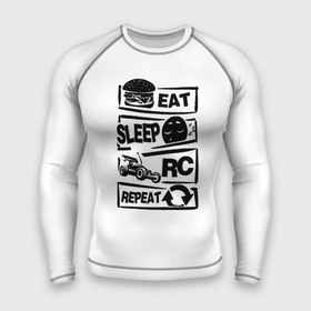 Мужской рашгард 3D с принтом Eat Sleep Repeat RC в Петрозаводске,  |  | eat sleep | eat sleep repeat rc | radio control | rc | радиоуправляемые модели