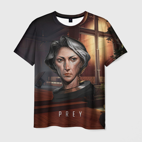 Мужская футболка 3D с принтом PREY woman в Петрозаводске, 100% полиэфир | прямой крой, круглый вырез горловины, длина до линии бедер | horror | prey | space | космический корабль | космос | прей | прэй | страшная игра | ужастик | шутер