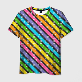 Мужская футболка 3D с принтом Радужные полосы микс в Санкт-Петербурге, 100% полиэфир | прямой крой, круглый вырез горловины, длина до линии бедер | Тематика изображения на принте: линии | полосы | радуга | радужные | разноцветные | цвета