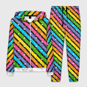 Мужской костюм 3D с принтом Радужные полосы микс в Новосибирске, 100% полиэстер | Манжеты и пояс оформлены тканевой резинкой, двухслойный капюшон со шнурком для регулировки, карманы спереди | линии | полосы | радуга | радужные | разноцветные | цвета