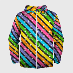 Мужская ветровка 3D с принтом Радужные полосы микс в Белгороде, 100% полиэстер | подол и капюшон оформлены резинкой с фиксаторами, два кармана без застежек по бокам, один потайной карман на груди | линии | полосы | радуга | радужные | разноцветные | цвета