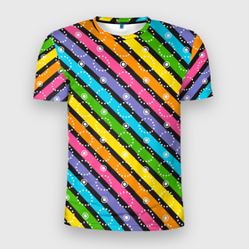 Мужская футболка 3D Slim с принтом Радужные полосы микс в Санкт-Петербурге, 100% полиэстер с улучшенными характеристиками | приталенный силуэт, круглая горловина, широкие плечи, сужается к линии бедра | Тематика изображения на принте: линии | полосы | радуга | радужные | разноцветные | цвета