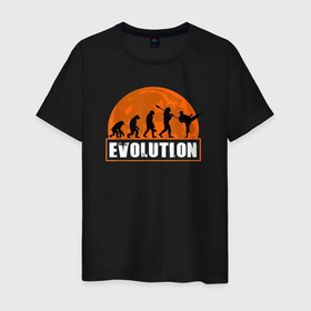 Мужская футболка хлопок с принтом Карате эволюция в Тюмени, 100% хлопок | прямой крой, круглый вырез горловины, длина до линии бедер, слегка спущенное плечо. | karate | боевые искусства | карате | каратист | каратэ | каратэ до | пустая рука | спорт | спортсмен