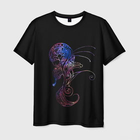 Мужская футболка 3D с принтом Alien Plant B 01 , 100% полиэфир | прямой крой, круглый вырез горловины, длина до линии бедер | Тематика изображения на принте: alien | lace | nebula | plant | кружево | растение | туманность | чужой