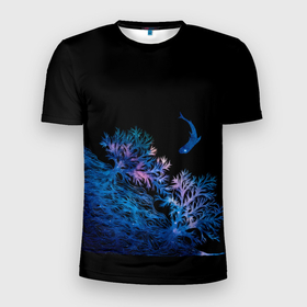 Мужская футболка 3D Slim с принтом Space Shark B 01 в Курске, 100% полиэстер с улучшенными характеристиками | приталенный силуэт, круглая горловина, широкие плечи, сужается к линии бедра | Тематика изображения на принте: ocean | sea | shark | space | акула | космос | море | океан