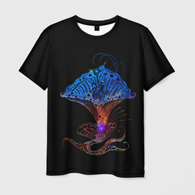 Мужская футболка 3D с принтом Space Flower B 01 , 100% полиэфир | прямой крой, круглый вырез горловины, длина до линии бедер | alien | flower | space | космос | цветок | чужой