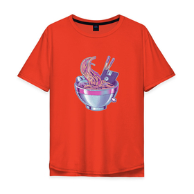 Мужская футболка хлопок Oversize с принтом Web Ramen в Екатеринбурге, 100% хлопок | свободный крой, круглый ворот, “спинка” длиннее передней части | anime | аниме | дискета | еда | китай | компьютер | лапша | мышь | программист | рамен | ретро | япония