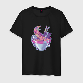 Мужская футболка хлопок с принтом Web Ramen в Санкт-Петербурге, 100% хлопок | прямой крой, круглый вырез горловины, длина до линии бедер, слегка спущенное плечо. | anime | аниме | дискета | еда | китай | компьютер | лапша | мышь | программист | рамен | ретро | япония