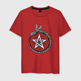 Мужская футболка хлопок с принтом змей Уроборос , 100% хлопок | прямой крой, круглый вырез горловины, длина до линии бедер, слегка спущенное плечо. | глаз | звезда давида | змей | мифология | символизм | символы | уроборос | эзотерика