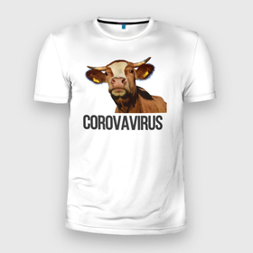 Мужская футболка 3D Slim с принтом Corovavirus , 100% полиэстер с улучшенными характеристиками | приталенный силуэт, круглая горловина, широкие плечи, сужается к линии бедра | coronavirus | corovavirus | ковид | корова | коронавирус
