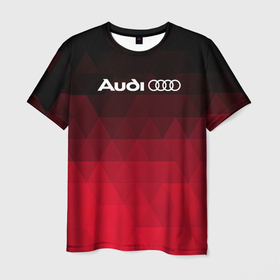 Мужская футболка 3D с принтом Audi геометрия в Тюмени, 100% полиэфир | прямой крой, круглый вырез горловины, длина до линии бедер | audi | auto | sport | авто | автомобиль | автомобильные | ауди | бренд | марка | машины | спорт